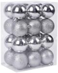 MagicHome MagicHome karácsonyi gömbök, 24 db, ezüst, mix, karácsonyfára, 6 cm (ST2171338)