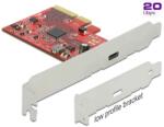 Delock PCI Express x4 Kártya - 1 x külső SuperSpeed USB 20 Gbps (USB 3.2 Gen 2x2) USB Type-C hüvely (89035) - pepita