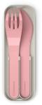 monbento Pocket műanyag evőeszköz készlet tokkal - pink Blush