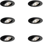 QAZQA Professional 6 darabos fekete süllyesztett spotlámpa készlet 6, 8 cm LED-del 750 lm szabályozható IP23 - Gaius (109570)