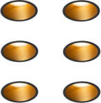QAZQA Set van 6 moderne inbouwspots zwart met goud GU10 70mm IP44 - Dept (109608)