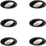 QAZQA 6 darabos süllyesztett spotlámpa készlet fekete 9, 5 cm LED-del 1300 lm szabályozható IP65 - Gaius (109571)