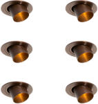 QAZQA 6 darabos süllyesztett spotlámpa szett sötét bronz GU10 35mm kerek dönthető - Installa (109585)