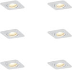 QAZQA 6 darabos, lekerekített, süllyesztett spotlámpa szett, fehér, GU10 50mm, forgatható és dönthető, IP44 - Alberto (109786)