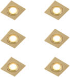 QAZQA 6 darabos modern, négyzet alakú, süllyesztett spotlámpa szett arany színben IP44 - Xena (109910)