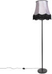 QAZQA Klasszikus állólámpa fekete Granny B árnyékolóval szürke - Simplo (102134)