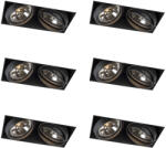 QAZQA 6 darabos süllyesztett spotlámpa készlet fekete AR111 forgatható és dönthető keret nélküli 2-lámpás - Oneon (109866)