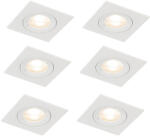 QAZQA 6 db-os beépíthető spotlámpa szett fehér, négyzet alakú, GU10, 50 mm, IP44 - Xena (109337)