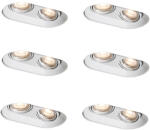 QAZQA 6 darabos, lekerekített, süllyesztett spotlámpa készlet fehér GU10 50mm 2-lámpás - Hubs (109842)