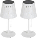 QAZQA 2 db asztali lámpa készlet fehér, LED-del, 3 fokozatú dimmerrel, újratölthető és napelemes - Ferre (108329)