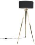 QAZQA Modern állólámpa sárgarézzel és fekete búrával - Ilse (93702)