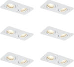 QAZQA 6 darabos, lekerekített, süllyesztett spotlámpa szett, fehér, GU10 50mm, forgatható és dönthető, IP44, 2-lámpás - Alberto (109782)