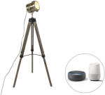 QAZQA Okos állólámpa állványon fa, stúdió spotlámpával, Wifi-vel B35 - Braha (106190)