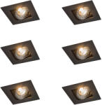 QAZQA 6 darabos szögletes, süllyesztett spotlámpa készlet, fekete, állítható - Artemis (109793)