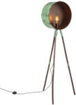 QAZQA Vintage állólámpa bambusz háromlábon zöld rézzel - Barrel (96528)