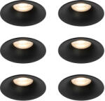 QAZQA 6 db fekete GU10 beépíthető spotlámpa szett 50 mm - Gijs (109331)