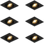 QAZQA 6 darabos modern, állítható, fekete süllyesztett spotlámpa készlet - Club (109822)