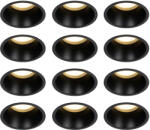 QAZQA 12 db-os süllyesztett spotlámpa szett fekete GU10 70 mm IP44 - Dept (109318)