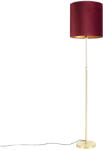 QAZQA Állólámpa arany/bronz vörös bársony árnyékolóval 40/40 cm - Parte (98552)