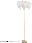 QAZQA Art Deco bézs állólámpa fehér tollakkal - Peahen (109478)