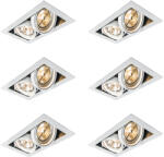 QAZQA 6 darabos süllyesztett spotlámpa szett fehér AR111 állítható 2-lámpás - Oneon (109858)