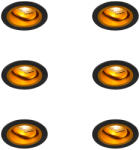 QAZQA 6 darabos süllyesztett spotlámpa készlet, kerek, fekete, arany színű, forgatható és dönthető - Chuck (109811)