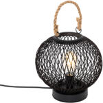 QAZQA Rusztikus kültéri asztali lámpa fekete rattanból - Calamus (106915)