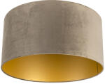 QAZQA Bársony lámpaernyő taupe 50/50/25 arany belsővel (97511)