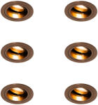 QAZQA 6 darabos süllyesztett spotlámpa szett sötét bronz kerek állítható - Chuck (109812)