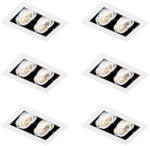 QAZQA 6 darabos modern, süllyesztett spotlámpa szett fehér színben, 2 fényforrással, állítható - Oneon 70 (109862)