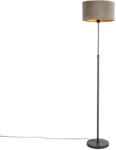 QAZQA Állólámpa fekete, taupe bársony árnyékolóval, aranyozott, 35 cm - Parte (98586)