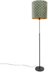 QAZQA Állólámpa fekete búrával, páva mintával, 40 cm állítható - Parte (104173)