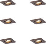 QAZQA 6 darabos, lekerekített, sötét bronz, süllyesztett spotlámpa szett GU10 50mm IP44 - Alberto (109784)