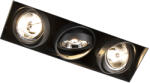 QAZQA Beépített spotlámpa fekete GU10 AR70 keret nélküli 3-lámpás - Oneon (98913)
