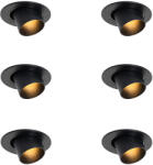 QAZQA 6 darabos süllyesztett spotlámpa készlet fekete GU10 35mm kerek dönthető - Installa (109583)