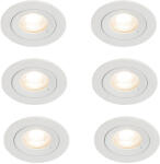 QAZQA 6 db fehér, kerek GU10-es beépíthető spotlámpa szett (50 mm, IP44) - Xena (109335)