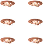 QAZQA 6 darabos, kerek, süllyesztett, dönthető réz spotlámpa szett - Edu (109832)