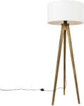 QAZQA Rusztikus állvány vintage fával és fehér árnyékolóval 50 cm - Tripod Classic (104129)