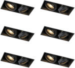 QAZQA 6 darabos süllyesztett spotlámpa készlet fekete GU10 állítható keret nélküli 2-lámpás - Oneon (109873)