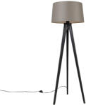 QAZQA Háromlábú fekete lámpa vászon búrával bézs színben 45 cm - Tripod Classic (104101)