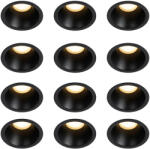 QAZQA 12 db modern, fekete GU10 beépíthető spotlámpa szett 35 mm, IP44 - Dept (109314)