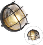 QAZQA Ipari kerek fali lámpa fekete IP44 - Noutica (102954)