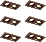 QAZQA 6 darabos süllyesztett spotlámpa készlet sötét bronz téglalap alakú 2-fényű állítható - Qure (109888)