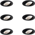 QAZQA 6 darabos süllyesztett spotlámpa készlet fekete 9, 5 cm LED-del 1300 lm dimmelhető IP23 - Gaius (109569)