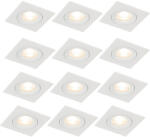 QAZQA 12 db-os beépíthető spotlámpa szett fehér, négyzet alakú, GU10, 50 mm, IP44 - Xena (109338)