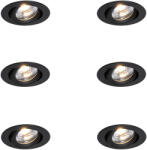 QAZQA 6 darabos süllyesztett spotlámpa készlet fekete dönthető 8, 2 cm LED-del Dim to Warm IP54 Ultra Slim - Pupil (109602)