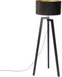 QAZQA Állólámpa állvány fekete fa fekete árnyékolóval 50 cm - Puros (97923)