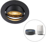 QAZQA Okos süllyesztett spot fekete, WiFi GU10 állítható - Ude Honey (104717)