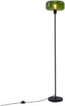 QAZQA Retro állólámpa fekete zöld üveggel - Bizle (109001)