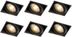 QAZQA 6 db-os beépíthető spotlámpa készlet fekete GU10 dönthető keret nélküli - Oneon (107053)